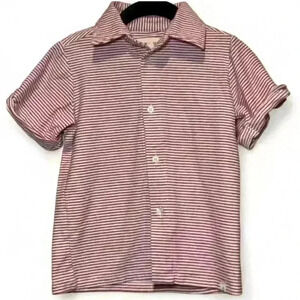 Me & Henry Boys Size 3/4 yrs Red/Wht Striped Short Sleeve Button-Up Shirt